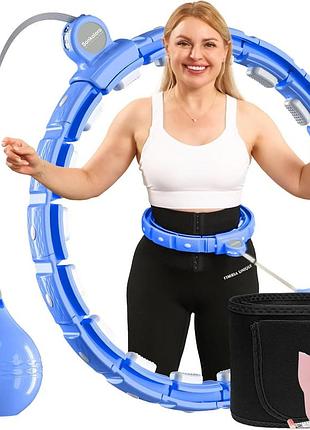 Обруч infinity hoop 48'' синий утяжелённый массажный hula hoop 48'' с поясом для похудения и пресса