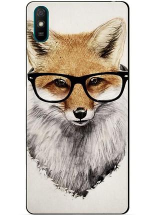 Чехол силиконовый бампер для xiaomi redmi 9a с рисунком лиса