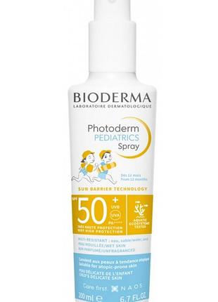 Спрей солнцезащитный bioderma photoderm pediatrics spf 50+ для максимальной защиты вашего ребенка