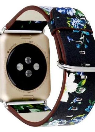 Кожаный ремешок primo blue flower для apple watch 38mm / 40mm / 41mm размер s