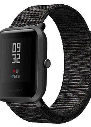 Нейлоновий ремінець primo для годинника xiaomi huami amazfit bip / amazfit gts - black