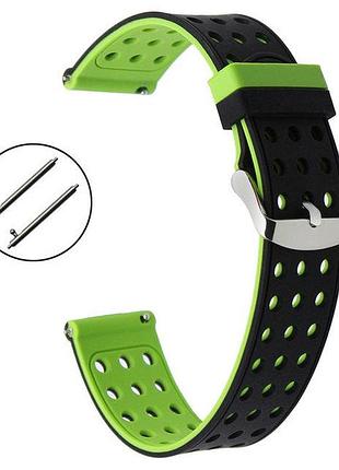Подвійний ремінець з перфорацією для годинника samsung galaxy watch 3 45mm (sm-r840) - black&green
