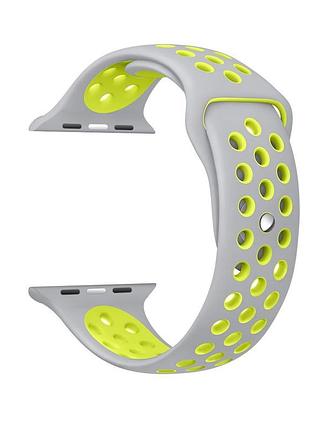 Спортивный ремешок с перфорацией primo для apple watch 42mm / 44mm / 45mm размер l - grey&yellow