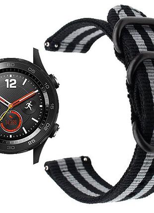 Нейлоновий ремінець primo traveller для годинника huawei watch 2 - black&grey