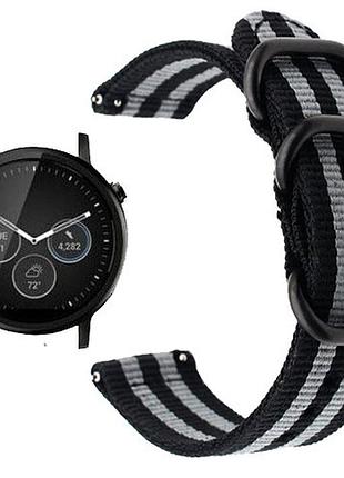 Нейлоновий ремінець primo traveller для годинника motorola moto 360 2nd gen (42 mm) - black&grey