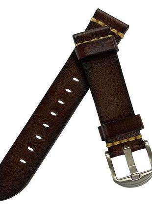 Шкіряний ремінець primolux c052b steel buckle для годинника huawei watch gt 2 / gt active 46mm - dark brown