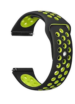Спортивний ремінець primolux perfor sport з перфорацією для годинника xiaomi watch s4 - black&green