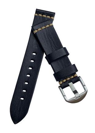 Шкіряний ремінець primolux c052 silver buckle для годинника garmin forerunner 245 / forerunner 645 - black