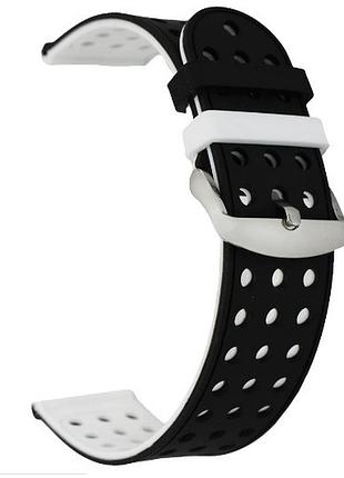 Подвійний ремінець з перфорацією для годинника samsung galaxy watch 3 45mm (sm-r840) - black&white