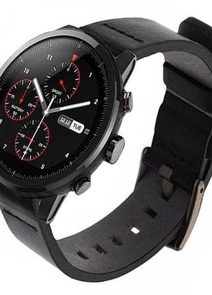 Шкіряний ремінець primo classic для годинника xiaomi huami amazfit sportwatch 2 / amazfit stratos - black