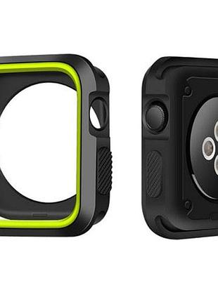 Силиконовый защитный корпус primo для apple watch 38mm - black / yellow