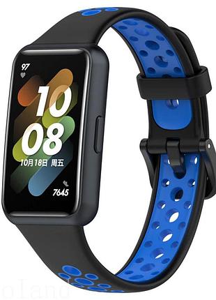 Силиконовый ремешок primolux perfor classic для фитнес браслета huawei band 7 - black&blue