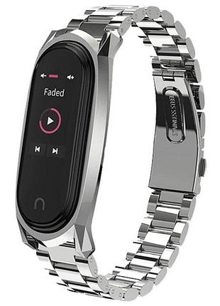 Металлический ремешок primo mijobs для фитнес-браслета xiaomi mi band 4 - silver