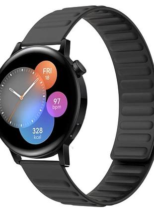 Силиконовый магнитный ремешок primolux magnet для часов huawei watch gt2 42mm / gt3 42mm - black
