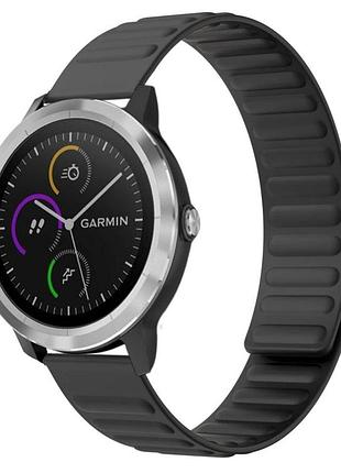 Силиконовый магнитный ремешок primolux magnet для часов garmin vivoactive 3 / vivomove hr / forerunner - black