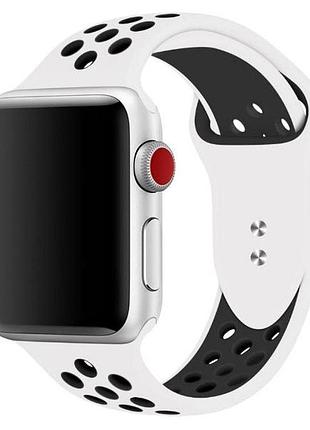 Спортивный ремешок с перфорацией primo для apple watch 38mm / 40mm / 41mm - white&black