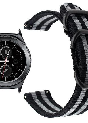 Нейлоновий ремінець primo traveller для годинника samsung gear s2 classic sm-r732 / rm-735 - black&grey