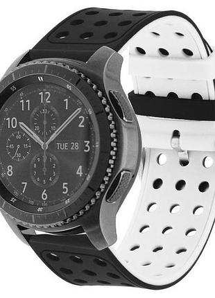 Двухсторонний ремешок с перфорацией для часов samsung gear s3 classic sm-r770 / frontier rm-760 - black&white
