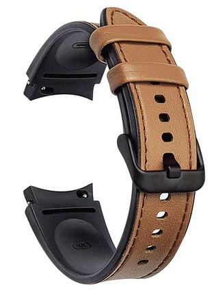 Ремешок primolux leather silicone для часов samsung galaxy watch 6 / watch 7 / watch fe - brown