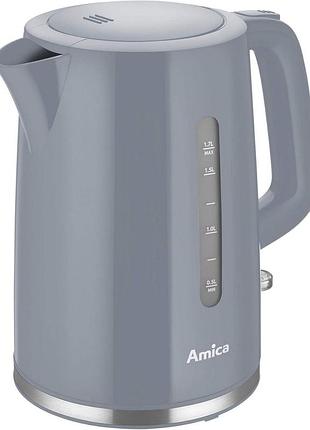 Электрочайник amica 1.7л, пластик, серый