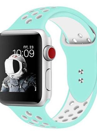 Спортивний ремінець з перфорацією primo для apple watch 38mm / 40mm / 41mm - teal&white