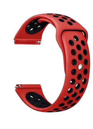 Спортивний ремінець primolux perfor sport з перфорацією для годинника samsung galaxy watch 3 45mm - red&black