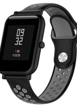 Спортивный ремешок primo perfor sport для часов xiaomi amazfit bip / bip lite/namazfit gts - black&grey