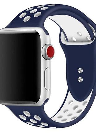 Спортивный ремешок с перфорацией primo для apple watch 38mm / 40mm / 41mm - dark blue&white