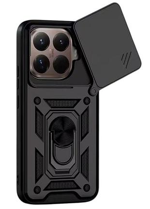 Чехол primo shockproof для xiaomi 15t pro - противоударный, с подставкой и шторкой для камеры - black