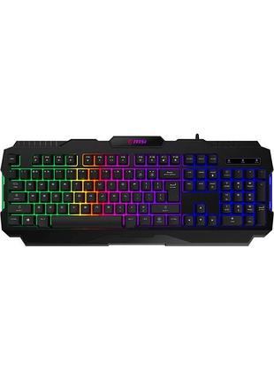 Клавиатура мембранная msi forge gk100 104key, usb-a, en/ukr/ru, colorled, чорний