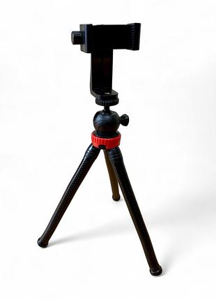 Гнучкий штатив восьминіг primo octopus big з кріпленням kr02 для смартфона - black/red