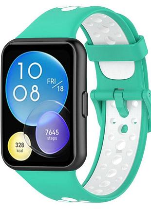 Силиконовый ремешок primolux perfor classic для смарт-часов huawei watch fit 2 - mint&white