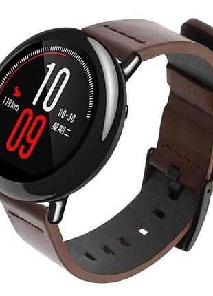 Кожаный ремешок primo classic для часов xiaomi huami amazfit sport - coffee