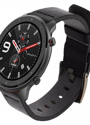 Кожаный ремешок primo classic для часов xiaomi amazfit gtr 47 mm - black