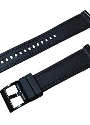 Ремешок primolux leather silicone для смарт-часов huawei watch fit 3 / fit 4 / 4 pro - black