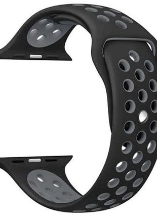 Спортивный ремешок с перфорацией primo для apple watch 42mm / 44mm / 45mm размер s - black&grey