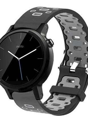 Спортивный ремешок primo perfor classic для часов motorola moto 360 2nd gen (42 mm ) - black&grey