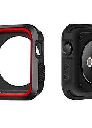 Силиконовый защитный корпус primo для apple watch 38mm - black / red
