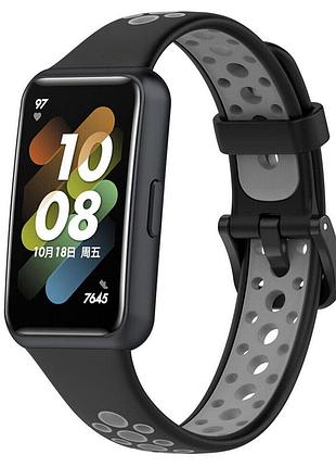 Силиконовый ремешок primolux perfor classic для фитнес браслета huawei band 7 - black&grey