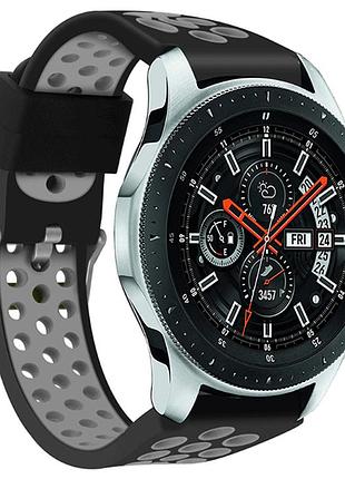 Спортивный ремешок с перфорацией для часов samsung galaxy watch 46 mm sm-r800 - black&grey