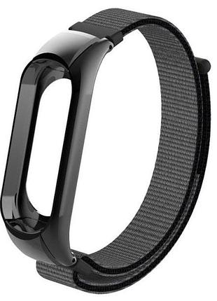 Нейлоновый ремешок primo для фитнес-браслета xiaomi mi band 3 - black&grey