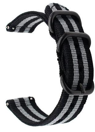 Нейлоновий ремінець primo traveller для годинника garmin vivoactive 3 / vivomove hr / forerunner 245/6 - black&grey