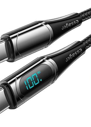 Кабель с дисплеем essager es-xctt1-yda01 type-c to type-c pd 100w 1m - black