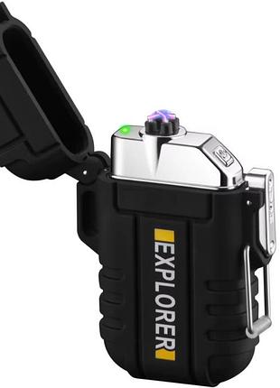 Електроімпульсна usb запальничка explorer fr171, дві дуги в водонепроникному корпусі - black