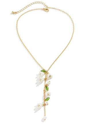 Колье с подвеской в форме цветов и жемчуга primo lily – gold