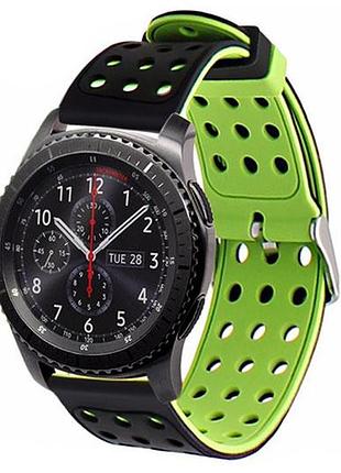 Подвійний ремінець з перфорацією для годинника samsung gear s3 classic sm-r770 / frontier rm-760 black&green