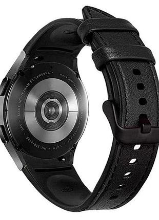 Ремешок primolux leather silicone для часов samsung galaxy watch 4 classic 46mm sm-r890 / sm-r895 - black