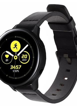 Кожаный ремешок primo classic для часов samsung galaxy watch active (sm-r500) /active 2 (sm-r820/r830) - black