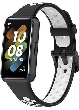 Силиконовый ремешок primolux perfor classic для фитнес браслета huawei band 7 - black&white