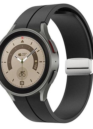 Ремешок primolux magnetic silicone для часов samsung galaxy watch 4 / watch 5 / watch 5 pro - black&silver m/l